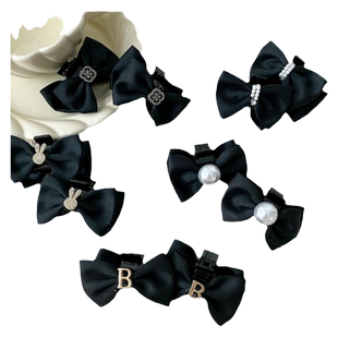 儿童气质黑色蝴蝶结抓夹小女孩在逃公主头饰宝宝发卡女童刘海夹子