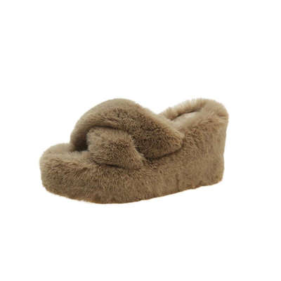 SHOEBOX超高跟9cm厚底毛毛棉拖女