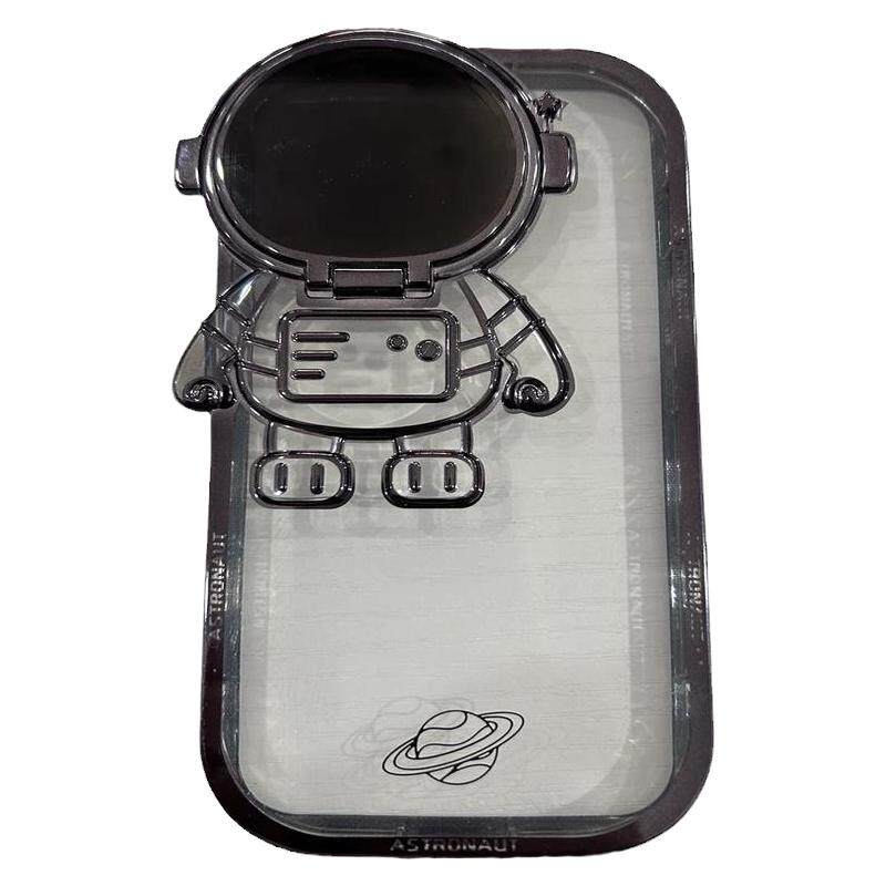 宇航员闪粉镜头盖支架适用苹果17promax手机壳新款iPhone16pro高级感14太空人电镀15男女透明13硅胶全包