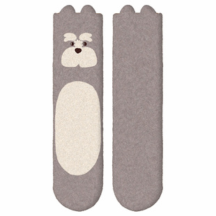 异能无限袜子男女秋冬季加绒加厚新款可爱中筒睡觉地板袜冬天保暖