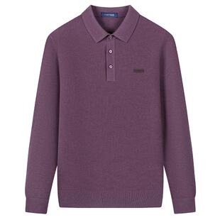 [山羊绒桑蚕丝]梦特娇秋冬男士羊毛Polo衫长袖翻领针织毛衣保暖J