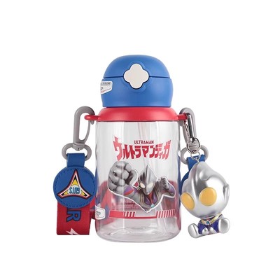 杯具熊夏天儿童吸管杯奥特曼水杯男外出便携幼儿园宝宝大容量水壶