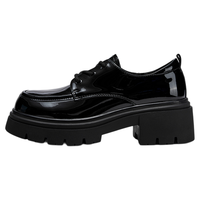 达芙妮厚底乐福鞋女2025新款秋冬英伦风黑色小皮鞋百搭增高单鞋子