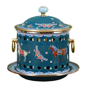 铜锅珐琅彩火锅分体设计酒精炉家用多色可选黄铜涮锅环保油单人锅