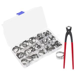 90个304不锈钢单耳无极喉箍+卡箍钳子欧克款管箍抱箍水管油管紧固