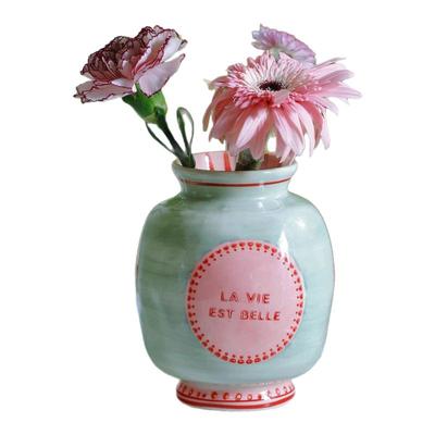 ZJHOME奶团子手绘复古花瓶陶瓷不规则小花瓶摆件陶瓷水培花器客厅