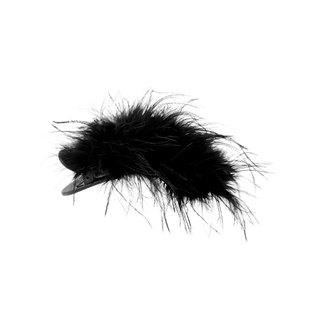 黑色鸵鸟羽毛一字抓夹女高级感2025新款毛毛鸭嘴夹发夹后脑勺头饰