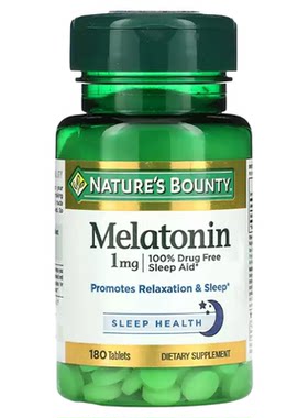 自然之宝褪黑素Nature's Bounty睡眠片Melatonin提高睡眠1mg180粒