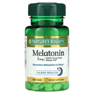 自然之宝褪黑素Nature's Bounty睡眠片Melatonin提高睡眠1mg180粒
