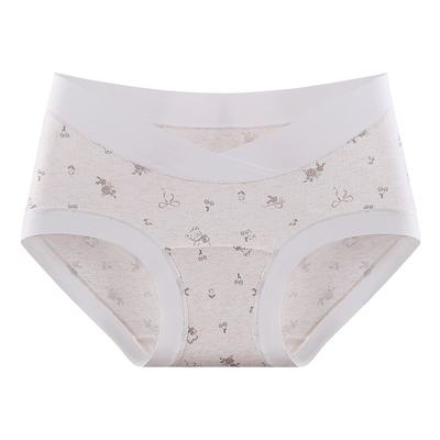 宜而爽孕妇内裤女纯棉抗菌加长档怀孕中晚期V型低腰托腹无痕短裤