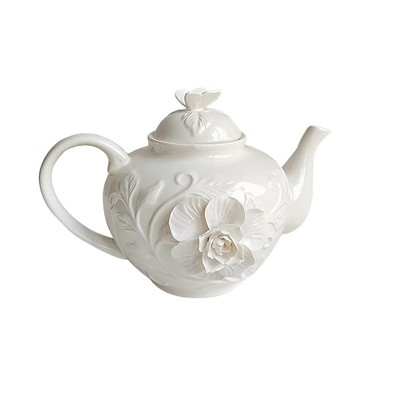 LIVETAI法式手捏山茶花浮雕下午茶餐具家用精致高颜值甜品高脚盘