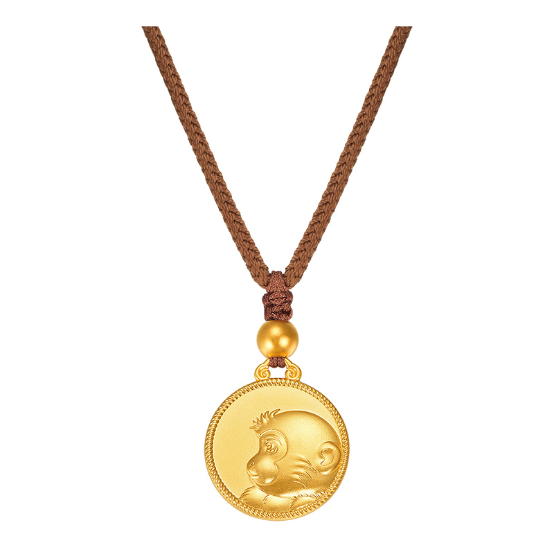 明牌珠宝古法黄金猴年吊坠 十二生肖本命佛吉祥挂坠AFC0748