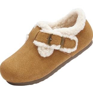 巴拉巴拉童鞋儿童勃肯鞋女童拖鞋加绒2025新款秋冬鞋子舒适潮防滑