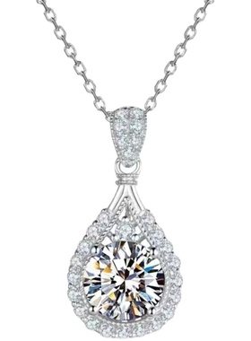 一克拉奢华超闪水滴梨形钻石项链