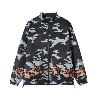 SprayGround新款潮牌夹克宽松立领迷彩外套男女长袖bf风时尚