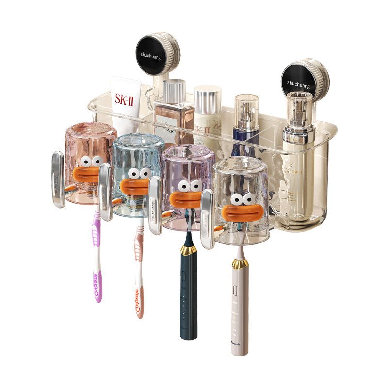 吸盘牙刷置物架免打孔壁挂式漱口杯刷牙杯卫生间电动牙刷牙膏架子
