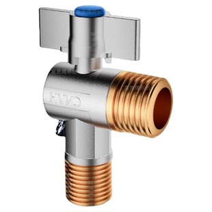 全铜角阀冷热水全开大流量球芯球阀4分热水器专用一进二出三角阀