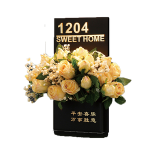 门牌号高级感轻奢创意磁吸号码牌家用入户门口房间欢迎回家仪式感装饰摆件网红住宅墙面发光插花挂牌定制定做