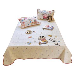 可爱蜡笔小新毛巾绣床盖三件套2025新款四季通用防滑榻榻米床单人