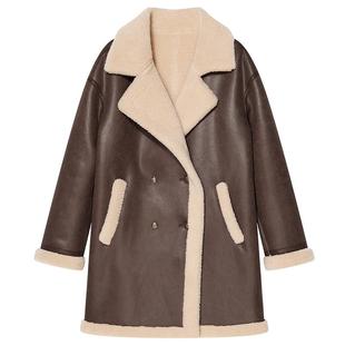 Goodland美地女装冬季时尚美拉德保暖环保羊毛皮草外套