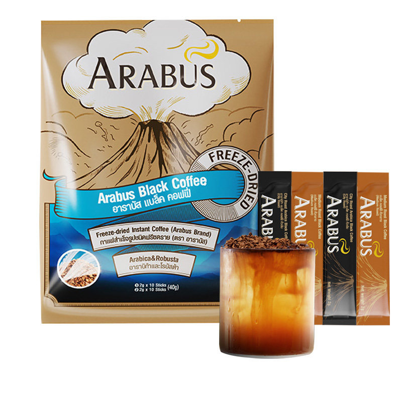 老挝进口Arabus阿燃巴醒冻干黑咖啡粉速溶美式提神咖啡20条/袋
