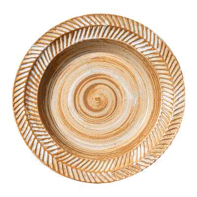 做旧麦穗草帽碗日式粗陶意面盘