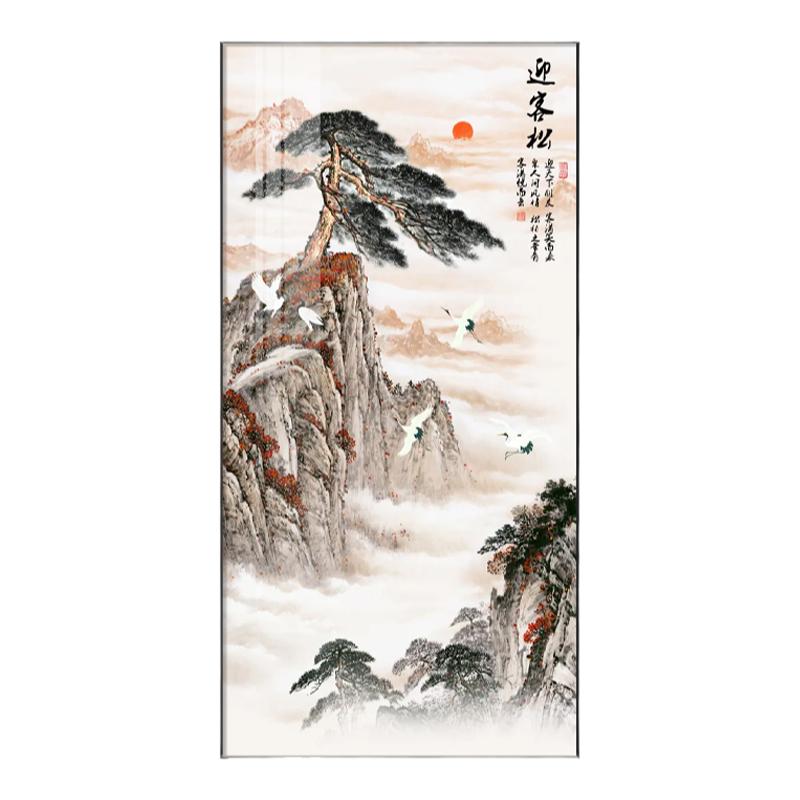 迎客松玄关客厅装饰画山水国画