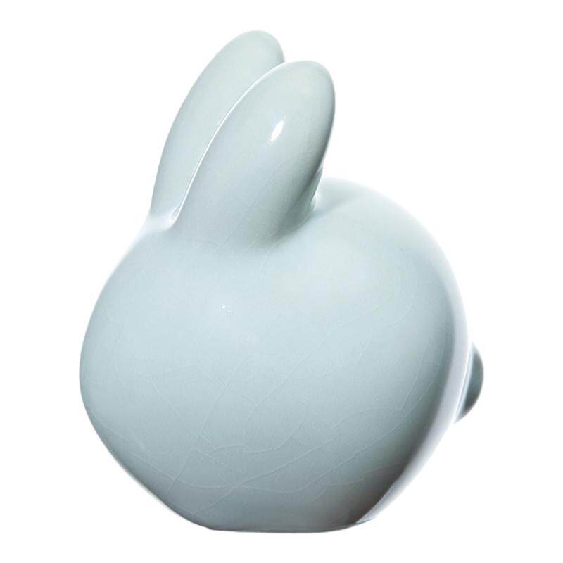 雅瓷 汝窑茶具装饰品小摆件创意精品可养个性茶台茶宝茶宠玉兔