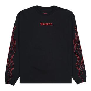 Pleasures Fiery Heavyweight Longsleeve 刺绣Logo双臂火焰T恤潮