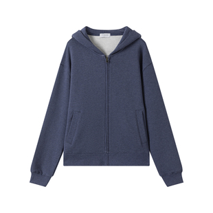 VLABMADE 美式复古花纱肌理感面料*松弛街头简约纯色拉链连帽卫衣