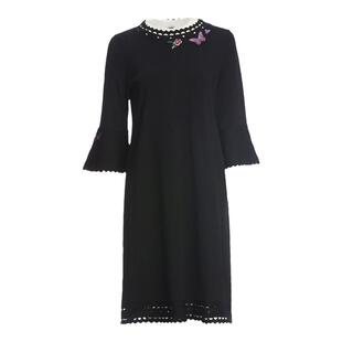 渔牌春装新款女针织绣花气质女装连衣裙七分袖仙女裙子流行