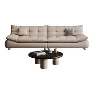 芭丝曼头层牛皮沙发客厅简约现代意式轻奢家用2026新款帆船沙发