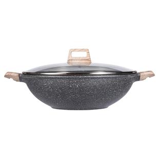卡罗特麦饭石双耳炒锅不粘锅无油烟平底锅电磁炉燃气灶通用炒菜锅