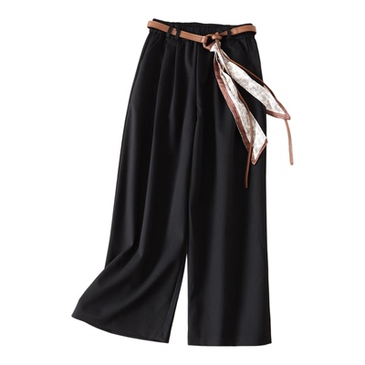 送腰带~时髦气质韩系慵懒阔腿裤