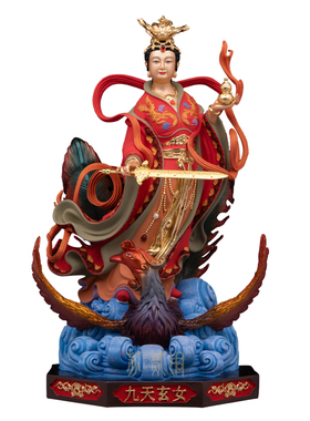 纯铜彩绘九天玄女家用供奉摆件