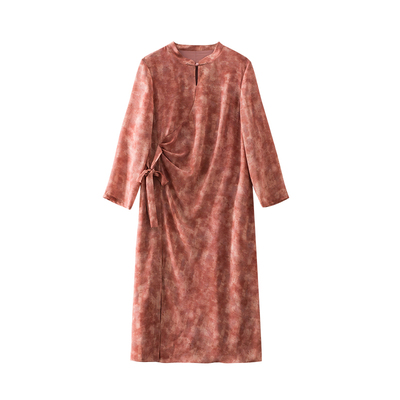 美丽客栈国风温婉山水画连衣裙女