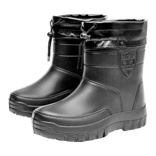 冬季保暖雨鞋男士中筒防水雨靴轻便加绒胶鞋防滑收口加棉水鞋套鞋