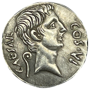 复刻古罗马银币镀银纪念币皇帝奥古斯都屋大维鳄鱼硬币工艺品20mm