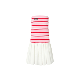 JAC FLEURANT【朴秀荣Joy同款】针织拼接抹胸条纹修身百褶裙