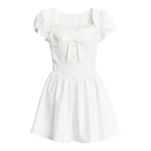 fragileheart易碎商店·早春bi备清甜感小白裙修身蝴蝶结连衣裙女