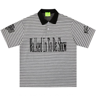 From Mars Contrast-collar striped short-sleeved T-shirt