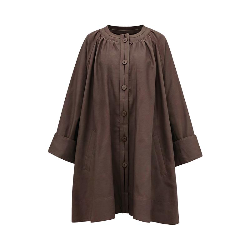 【服饰狂欢节】Petit Bari 慵懒简约圆领廓型风衣伞形外套
