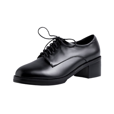 英伦风小皮鞋女百搭厚底增高单鞋