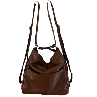 春季PU软皮双肩包包女大容量三用通勤托特包多功能背包斜跨书包潮