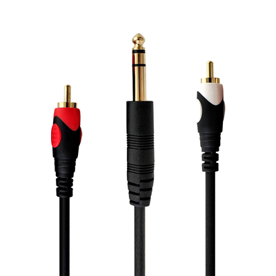 6.5转双莲花音频线电子琴连接线