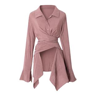 【6折捡漏】 樊樊 干枯玫瑰衬衫女温柔显瘦百搭外套中长款上衣