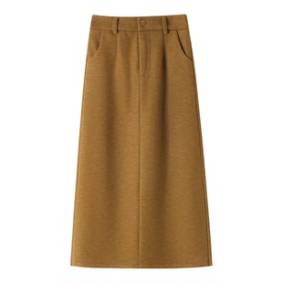 超好看加绒加厚羊毛呢子半身裙女2025冬季新款高腰显瘦羊绒包臀裙