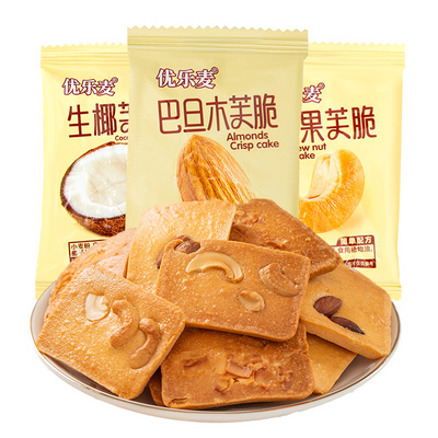 优乐麦坚果芙脆饼干干酪蛋糕腰果巴旦木椰片营养早餐点心零食酥脆