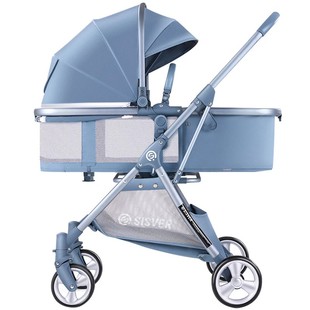 SISVER双胞胎婴儿车推车可坐可躺双人新生婴幼儿二胎宝宝轻便折叠