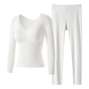 蕾丝花边保暖内衣少女学生纯欲bm秋衣秋裤套装内搭外穿打底衫冬季